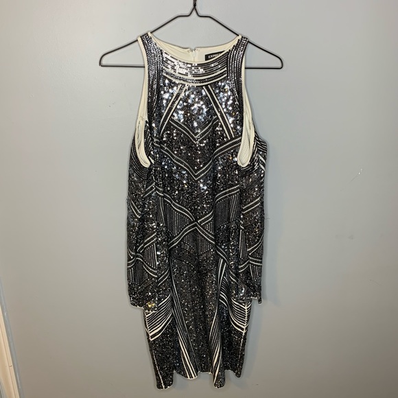 Express Cold-Shoulder Sequin Dress - Picture 1 of 3